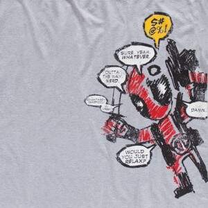Camiseta Feminina DEADPOOL Blah, Blah, Blah - Produto Oficial Marvel - Cor Cinza - Tamanho G - STUDIO GEEK