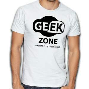 Camiseta Básica Masculina Branca - Geek Zone Senha..